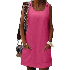 imageZeagoo Summer Dress for Women Sleeveless Tank Dress with Pockets Casual Short A Line Dress Crewneck Sundress 2025Hot Pink
