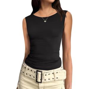 imageZeagoo Womens Going Out Tops Slim Fit Sleeveless Crop Tank Tops Crew Neck Sexy Basic Tee 2025 Y2k Fashion OutfitsBlack