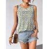 imageZeagoo Tank Top for Women Sleeveless Blouses Scooped Neck Pleated Front Casual Loose Fit Summer ShirtsFloral Blue Yellow