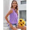 imageZeagoo Womens Summer Tank Tops Pleated V Neck Floral Solid Loose Fit Tops Casual Flowy Sleeveless Tunic Shirts 2025 ClothesPurple