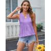 imageZeagoo Womens Summer Tank Tops Pleated V Neck Floral Solid Loose Fit Tops Casual Flowy Sleeveless Tunic Shirts 2025 ClothesPurple