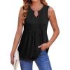 imageZeagoo Womens Summer Tank Tops Pleated V Neck Floral Solid Loose Fit Tops Casual Flowy Sleeveless Tunic Shirts 2025 ClothesBlack