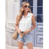 imageZeagoo Sleeveless Button Down Shirt for Women Casual V Neck Blouses Solid Collared Tops Summer Dressy ShirtsAawhite