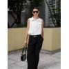 imageZeagoo Sleeveless Button Down Shirt for Women Casual V Neck Blouses Solid Collared Tops Summer Dressy ShirtsAawhite