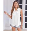 imageZeagoo Sleeveless Button Down Shirt for Women Casual V Neck Blouses Solid Collared Tops Summer Dressy ShirtsAawhite