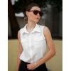 imageZeagoo Sleeveless Button Down Shirt for Women Casual V Neck Blouses Solid Collared Tops Summer Dressy ShirtsAawhite