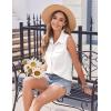 imageZeagoo Sleeveless Button Down Shirt for Women Casual V Neck Blouses Solid Collared Tops Summer Dressy ShirtsAawhite