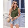 imageZeagoo Sleeveless Button Down Shirt for Women Casual V Neck Blouses Solid Collared Tops Summer Dressy ShirtsArmy Green