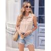 imageZeagoo Sleeveless Button Down Shirt for Women Casual V Neck Blouses Solid Collared Tops Summer Dressy ShirtsBeige