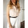 imageZeagoo Sleeveless Button Down Shirt for Women Casual V Neck Blouses Solid Collared Tops Summer Dressy ShirtsBeige