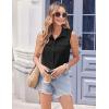 imageZeagoo Sleeveless Button Down Shirt for Women Casual V Neck Blouses Solid Collared Tops Summer Dressy ShirtsBlack