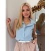 imageZeagoo Sleeveless Button Down Shirt for Women Casual V Neck Blouses Solid Collared Tops Summer Dressy ShirtsLight Blue