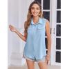 imageZeagoo Sleeveless Button Down Shirt for Women Casual V Neck Blouses Solid Collared Tops Summer Dressy ShirtsLight Blue