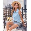 imageZeagoo Sleeveless Button Down Shirt for Women Casual V Neck Blouses Solid Collared Tops Summer Dressy ShirtsLight Blue