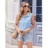 imageZeagoo Sleeveless Button Down Shirt for Women Casual V Neck Blouses Solid Collared Tops Summer Dressy ShirtsLight Blue