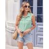 imageZeagoo Sleeveless Button Down Shirt for Women Casual V Neck Blouses Solid Collared Tops Summer Dressy ShirtsLight Green