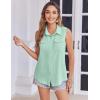 imageZeagoo Sleeveless Button Down Shirt for Women Casual V Neck Blouses Solid Collared Tops Summer Dressy ShirtsLight Green