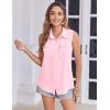 imageZeagoo Sleeveless Button Down Shirt for Women Casual V Neck Blouses Solid Collared Tops Summer Dressy ShirtsPink