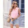 imageZeagoo Sleeveless Button Down Shirt for Women Casual V Neck Blouses Solid Collared Tops Summer Dressy ShirtsPink