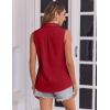 imageZeagoo Sleeveless Button Down Shirt for Women Casual V Neck Blouses Solid Collared Tops Summer Dressy ShirtsRed