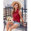 imageZeagoo Sleeveless Button Down Shirt for Women Casual V Neck Blouses Solid Collared Tops Summer Dressy ShirtsRed