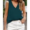imageZeagoo Summer Tank Top for Women V Neck Textured Camisole Blouses Sleeveless Casual Basic Beach Vacation Cami ShirtBluegreen