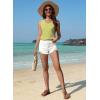 imageZeagoo Summer Tank Top for Women V Neck Textured Camisole Blouses Sleeveless Casual Basic Beach Vacation Cami ShirtLemon