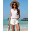 imageZeagoo Summer Tank Top for Women V Neck Textured Camisole Blouses Sleeveless Casual Basic Beach Vacation Cami ShirtWhite