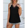 imageZeagoo Women 2025 V Neck Lace Tank Tops Summer Floral Print Loose Fit Tops Sleeveless Shirts Casual Trendy BlouseBlack