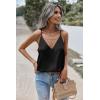 imageZeagoo Womens Silk Satin Tank Tops V Neck Sleeveless Camisole Cami Spaghetti Straps Blouse Summer Loose Racerback ShirtBlack
