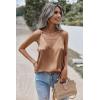 imageZeagoo Womens Silk Satin Tank Tops V Neck Sleeveless Camisole Cami Spaghetti Straps Blouse Summer Loose Racerback ShirtCamel