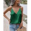 imageZeagoo Womens Silk Satin Tank Tops V Neck Sleeveless Camisole Cami Spaghetti Straps Blouse Summer Loose Racerback ShirtGreen