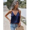 imageZeagoo Womens Silk Satin Tank Tops V Neck Sleeveless Camisole Cami Spaghetti Straps Blouse Summer Loose Racerback ShirtNavy Blue