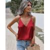 imageZeagoo Womens Silk Satin Tank Tops V Neck Sleeveless Camisole Cami Spaghetti Straps Blouse Summer Loose Racerback ShirtRed