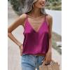 imageZeagoo Womens Silk Satin Tank Tops V Neck Sleeveless Camisole Cami Spaghetti Straps Blouse Summer Loose Racerback ShirtRose Red