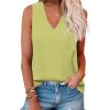imageZeagoo Summer Tank Top for Women V Neck Textured Camisole Blouses Sleeveless Casual Basic Beach Vacation Cami ShirtLemon