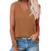 imageZeagoo Summer Tank Top for Women V Neck Textured Camisole Blouses Sleeveless Casual Basic Beach Vacation Cami ShirtLightbrown