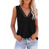 imageZeagoo Women 2025 V Neck Lace Tank Tops Summer Floral Print Loose Fit Tops Sleeveless Shirts Casual Trendy BlouseBlack
