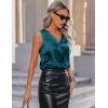 imageZeagoo Womens 2025 Silk Satin Tank Tops V Neck Casual Cami Sleeveless Camisole Blouses Summer Basic Tank ShirtBlue Green