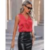 imageZeagoo Womens 2025 Silk Satin Tank Tops V Neck Casual Cami Sleeveless Camisole Blouses Summer Basic Tank ShirtBright Red