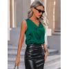 imageZeagoo Womens 2025 Silk Satin Tank Tops V Neck Casual Cami Sleeveless Camisole Blouses Summer Basic Tank ShirtGreen