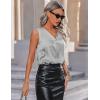 imageZeagoo Womens 2025 Silk Satin Tank Tops V Neck Casual Cami Sleeveless Camisole Blouses Summer Basic Tank ShirtMisty Grey