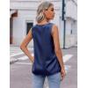 imageZeagoo Womens 2025 Silk Satin Tank Tops V Neck Casual Cami Sleeveless Camisole Blouses Summer Basic Tank ShirtNavy Blue