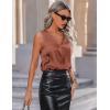 imageZeagoo Womens 2025 Silk Satin Tank Tops V Neck Casual Cami Sleeveless Camisole Blouses Summer Basic Tank ShirtTerracotta
