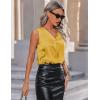 imageZeagoo Womens 2025 Silk Satin Tank Tops V Neck Casual Cami Sleeveless Camisole Blouses Summer Basic Tank ShirtTurmeric