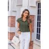 imageZeagoo Womens Button Down Shirt V Neck Blouses Cap Sleeve Top Dressy Casual Blouses 2025 Trendy Bussiness Work Outfits SXXLArmy Green