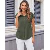 imageZeagoo Womens Button Down Shirt V Neck Blouses Cap Sleeve Top Dressy Casual Blouses 2025 Trendy Bussiness Work Outfits SXXLArmy Green