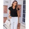 imageZeagoo Womens Button Down Shirt V Neck Blouses Cap Sleeve Top Dressy Casual Blouses 2025 Trendy Bussiness Work Outfits SXXLBlack