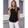 imageZeagoo Womens Button Down Shirt V Neck Blouses Cap Sleeve Top Dressy Casual Blouses 2025 Trendy Bussiness Work Outfits SXXLBlack