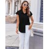 imageZeagoo Womens Button Down Shirt V Neck Blouses Cap Sleeve Top Dressy Casual Blouses 2025 Trendy Bussiness Work Outfits SXXLBlack